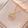Punk Evil Eye Zircon Circle Pendant Necklace for Women Men Gold Silver Color Stainless Steel Chain Gothic Jewelry Gift for Lover