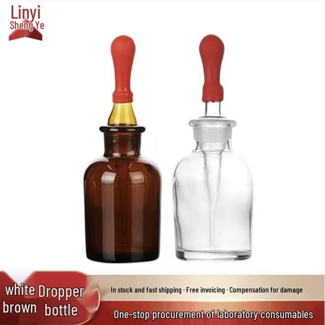 

White and Brown Glass Dropper Bottles for Laboratory Use with Thickened Glass and Ground Joint Rubber Stopper 30ml White Dropper Bottle