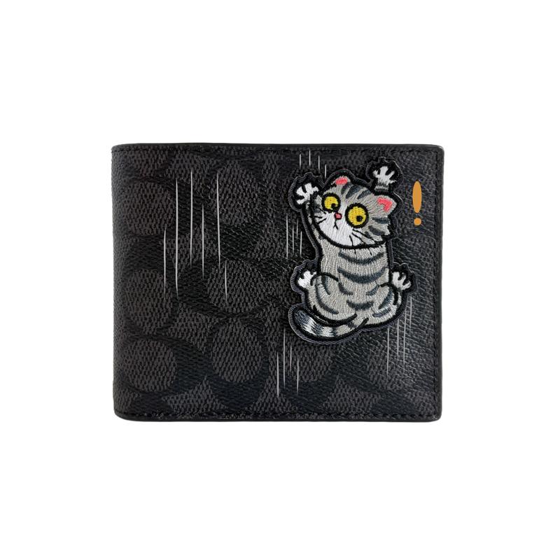 

COACH wallet [Customized Bag] 3 IN 1 11 Naughty Cat Scratches Exquisite Embroidery Stickers Naughty Cat (Black) Basic Package (Bag + Dust Bag) чорний