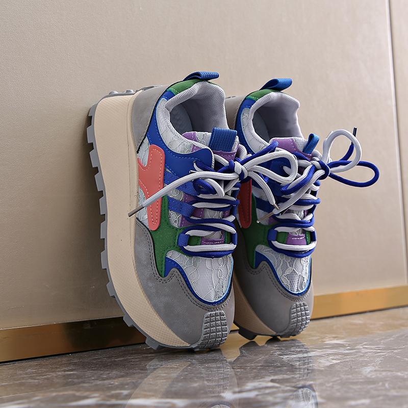 Fashion CRLAYDK Summer Lace Women's Platform Walking Shoes Breathable Casual Sneakers Comfort Lace-up Sports Height Increase Tennis