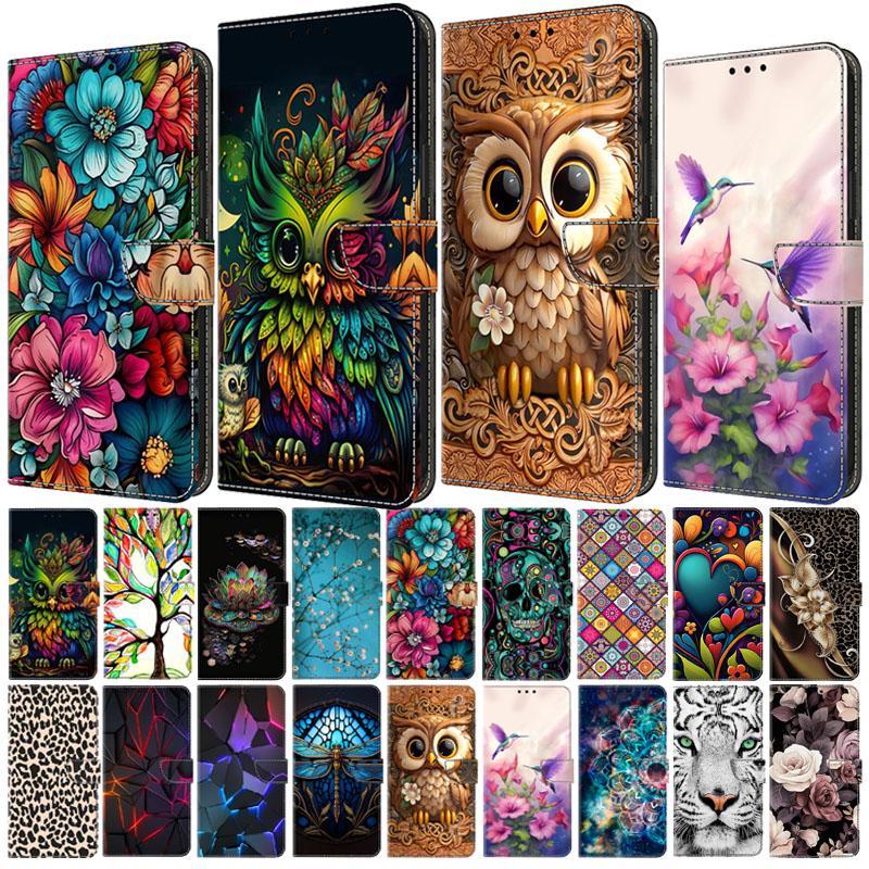 A55 A16 Wallet Funda for Samsung Galaxy A16 A55 A35 A25 A15 A51 A71 A31 A41 Shell 3D Flower Painted Leather Card Slot Phone Case