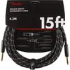 Fender Shield Cable Deluxe Series Instrument Cable, Straight/Straight, 15', Black Tweed 08