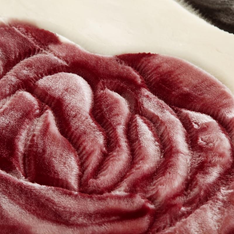 Luxuriöse, ultraweiche Raschel-Fleecedecke, traditionelles, doppellagiges, dickes Vintage-Blumenmuster, ganzjährige Wärme, maschinenwaschbar