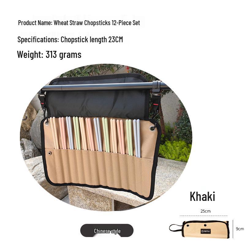 304 Stainless Steel Camping Cookware Set with Storage Bag, Chopsticks, Spoon, Fork, and Table Knife