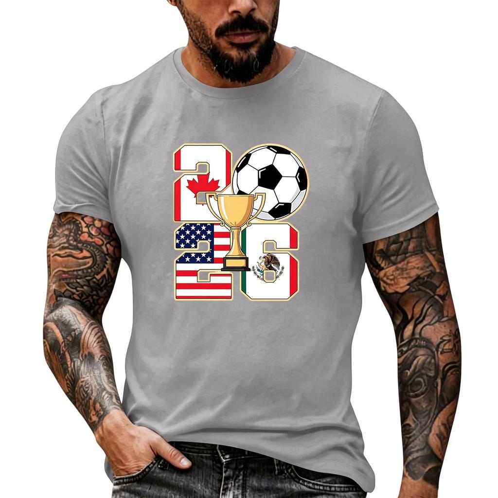 Men's Basic Crew Neck Short Sleeve T Shirt Loose Fit Casual Summer Top Soccer Themed Graphic Print Comfortable Fabric
