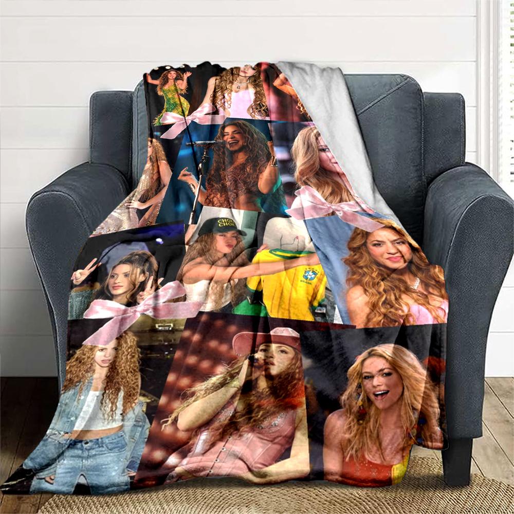 Shakira Poster Print Flannel Blanket High Quality Warm Comfortable Cover for All Seasons Perfect for Gifts Home Decor