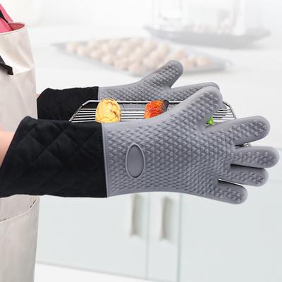 Silicone Microwave Gloves BBQ Gloves Baking Hot Pot Tray Dish Bowl Holder Oven Mitts Heat Resistant Kitchen Baking Cooking Tool