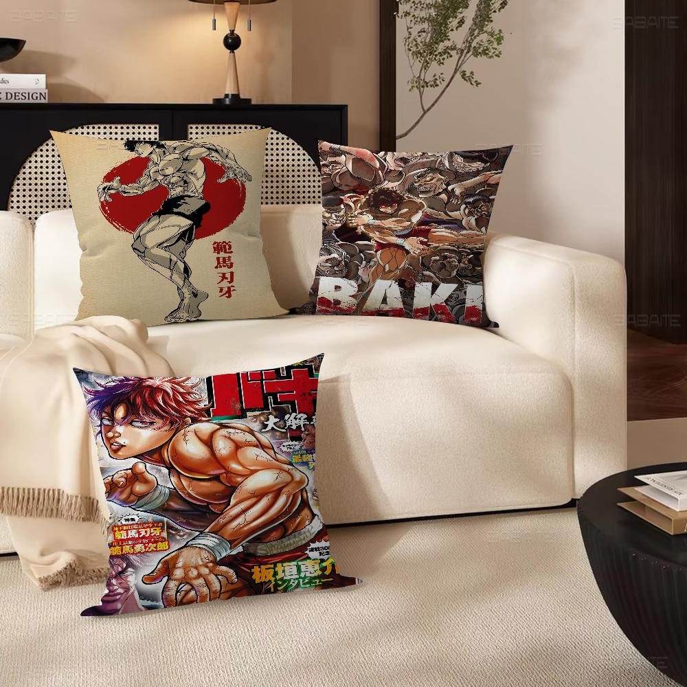 Japanese Anime Baki Pillow Cover for Bedroom Room and Living Room Sofa Decorative Cushion Cover