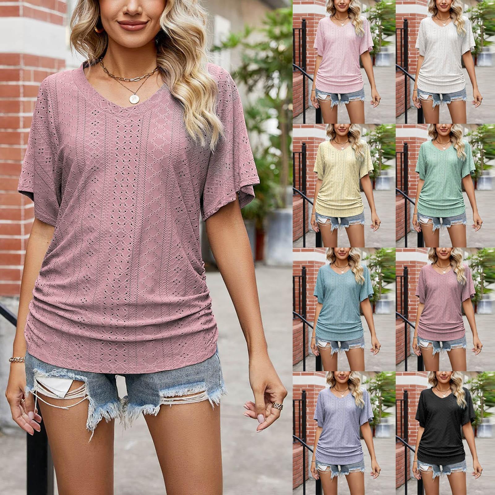 

(Куниде) Женский полый V-образный топ с гофрированным повседневным вырезом