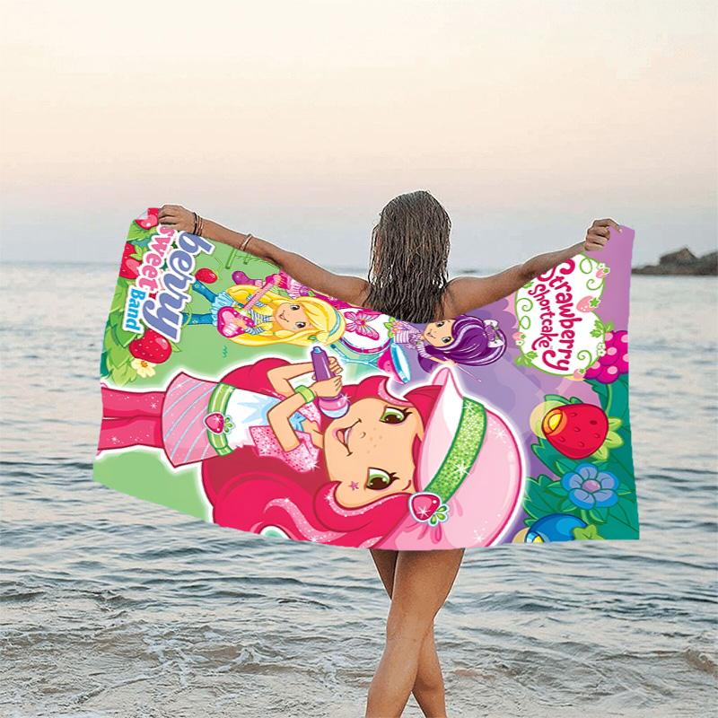 1pc Strawberry Princess3 Beach Towel, Beach and Seaside Swimming Pool Equipment, Fashion Pattern, Rectangular, Travel Essentials