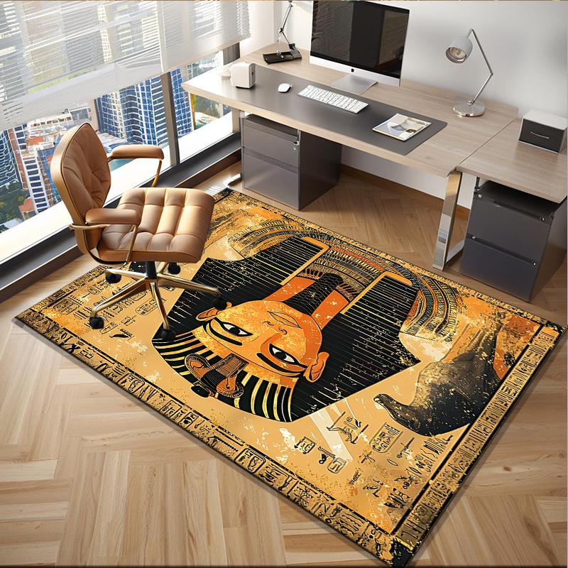 Ancient Egyptian Pharaoh Office Rug Chair Mat, Game Carpet, Suitable for Front Door, Bedroom, Living Room, Desk, Holiday Gift