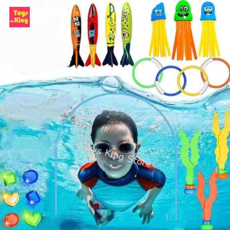 21Pc Diving Toys Sets Fish Dolphin Buoy Swimming Pool Treasure Hunt Diving Reusable Underwater Diamond Kids Water Game Toy Gift