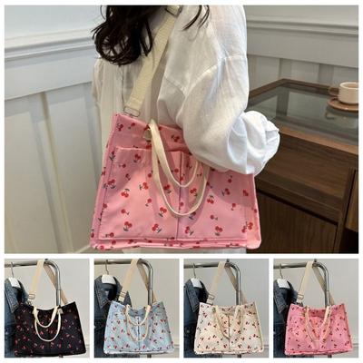 Korean Style Cherry Tote Bag Printing Canvas Handbag Casual Women Shoulder Bag Girls/Female
