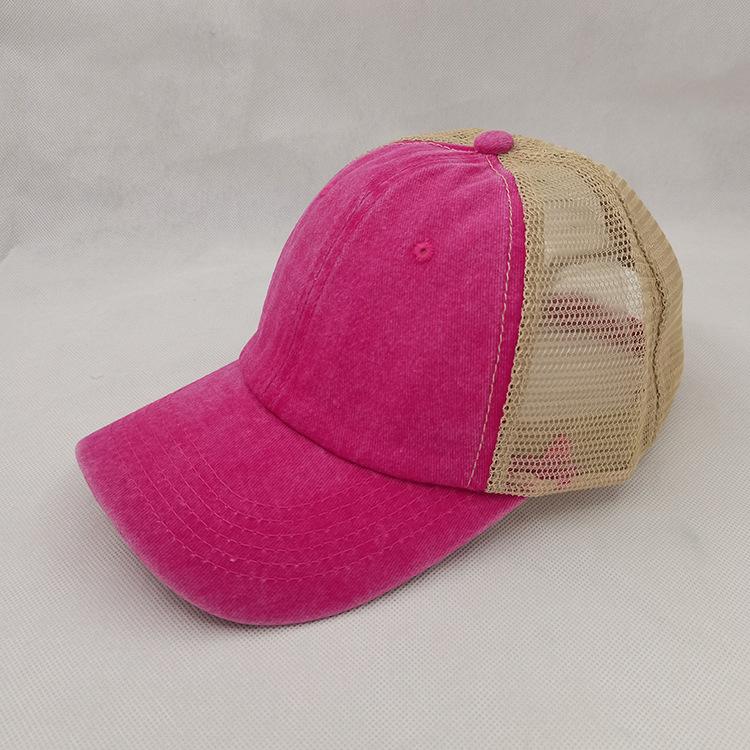 Custom Summer Solid Color Washed Cotton Mesh Hat Baseball Cap Men'S Outdoor Sun Protection Sunshade Fashion All-Match Woman Hats