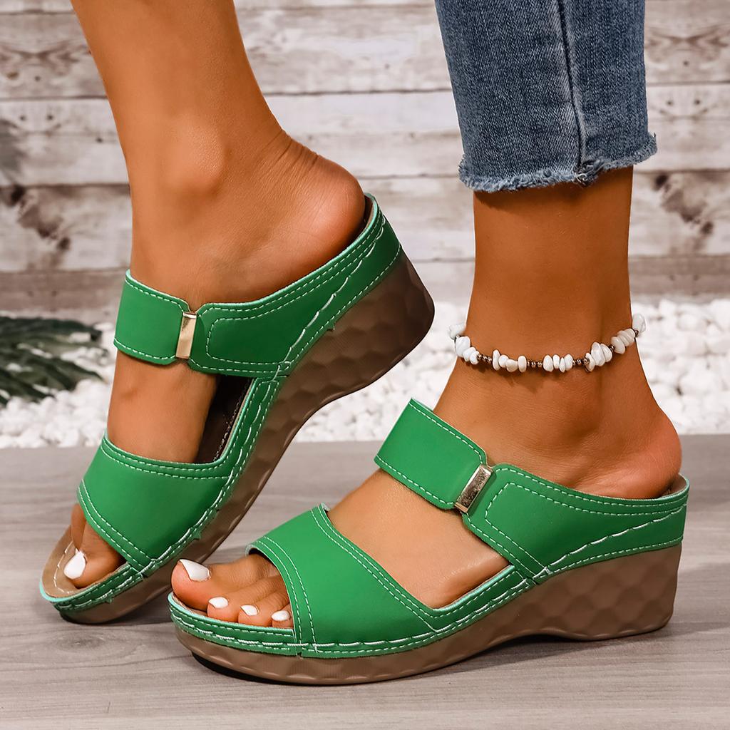 Women'S Wide Leg Wedge Sandals Fashion Soft Sole Breathable Sweat Versatile Summer Casual Shoes Womens Strap Sandal With Heel