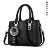 Korea Leather Women Handbag with Keychain Open Pocket Shoulder Bag Large Capacity Casual Messenger Bag Lady