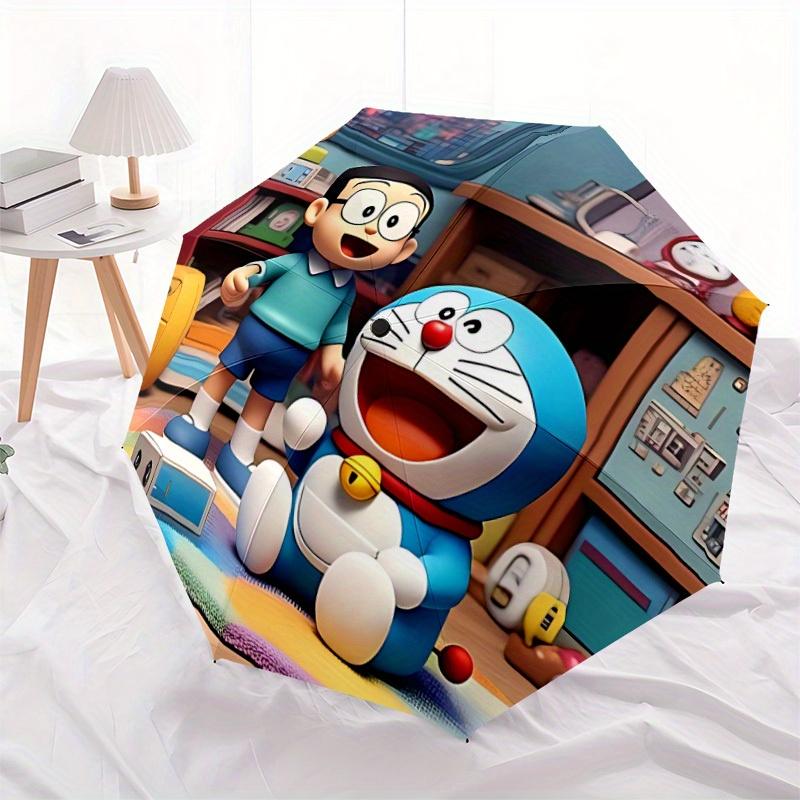 Doraemon Nobita Automatic Open/close Umbrella, Heavy-Duty Iron Frame, Folding Portable Design, Travel, Everyday Use 211