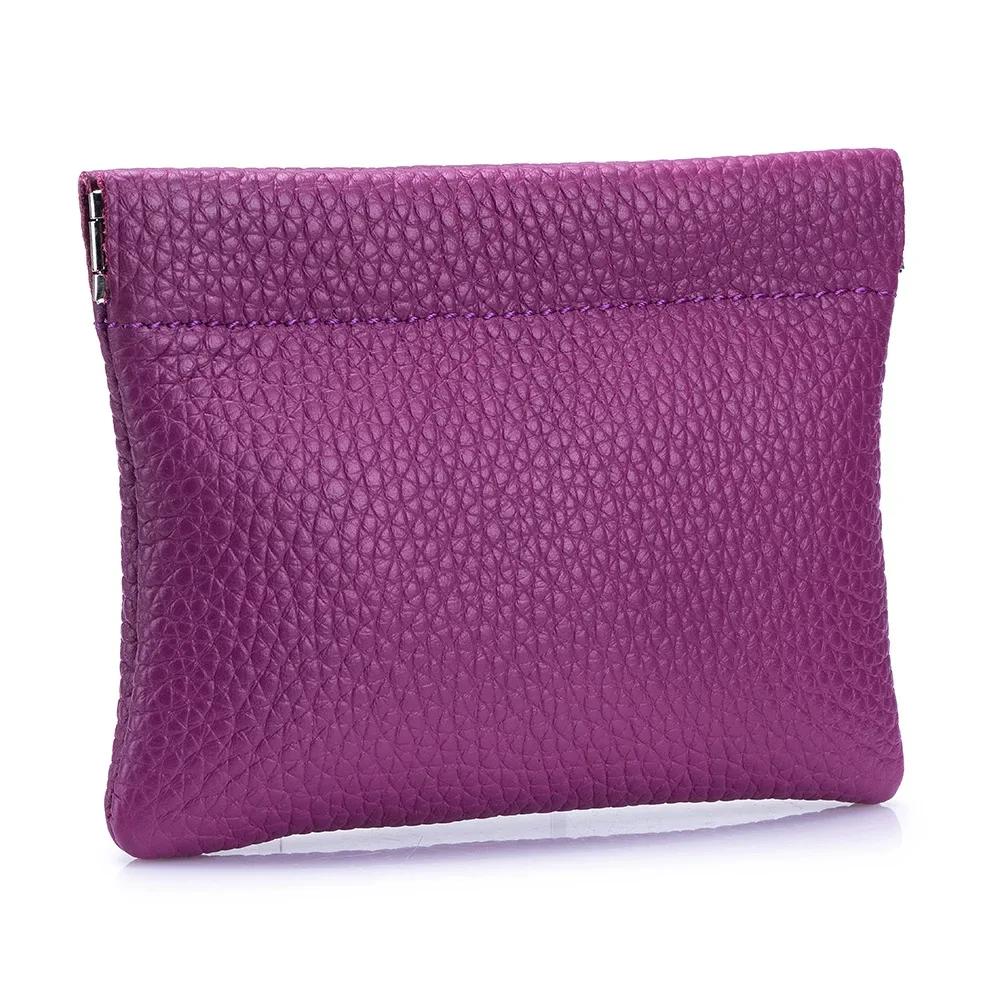 Mini Coin Purse Genuine Leather Small Coin Wallet Pebble Pattern Leather Squeeze Coin Purse Pouch Change Holder for Men & Women