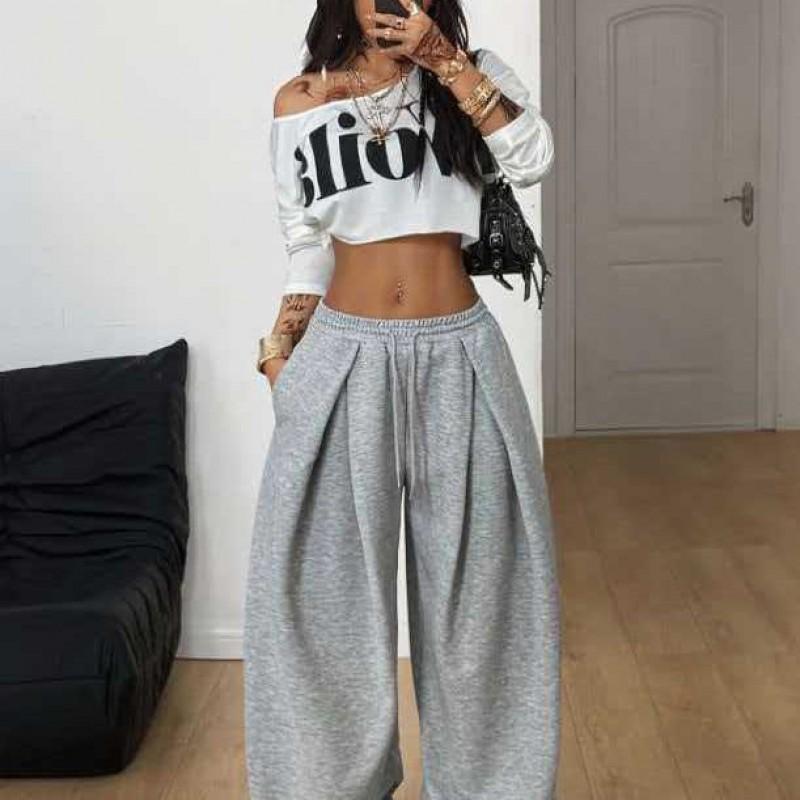 High-Waisted Wide-Leg Jogger Pants Women Relaxed Fit Streetwear Sweatpants In Soft Stretch Fabric