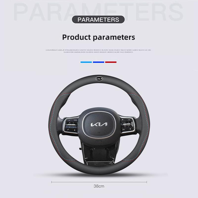 AUX1 38cm Leather Car Steering Wheel Cover Interior Accessories For KIA EV6 Stinger RIO Sorento Picanto Ceed Borrego Syros K4 K5