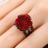 Vintage Gothic Red Rose Ring Adjustable Hollow Rings For Women Witch Pagan Punk Creative Halloween Cool Girl Gift Party Jewelry