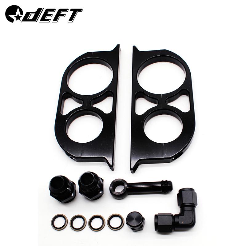 

Aluminum Billet dual Double Bracket Mounting Bracket Clamp Kit for 44mm fuel filter and 60mm 910 pump with fitting