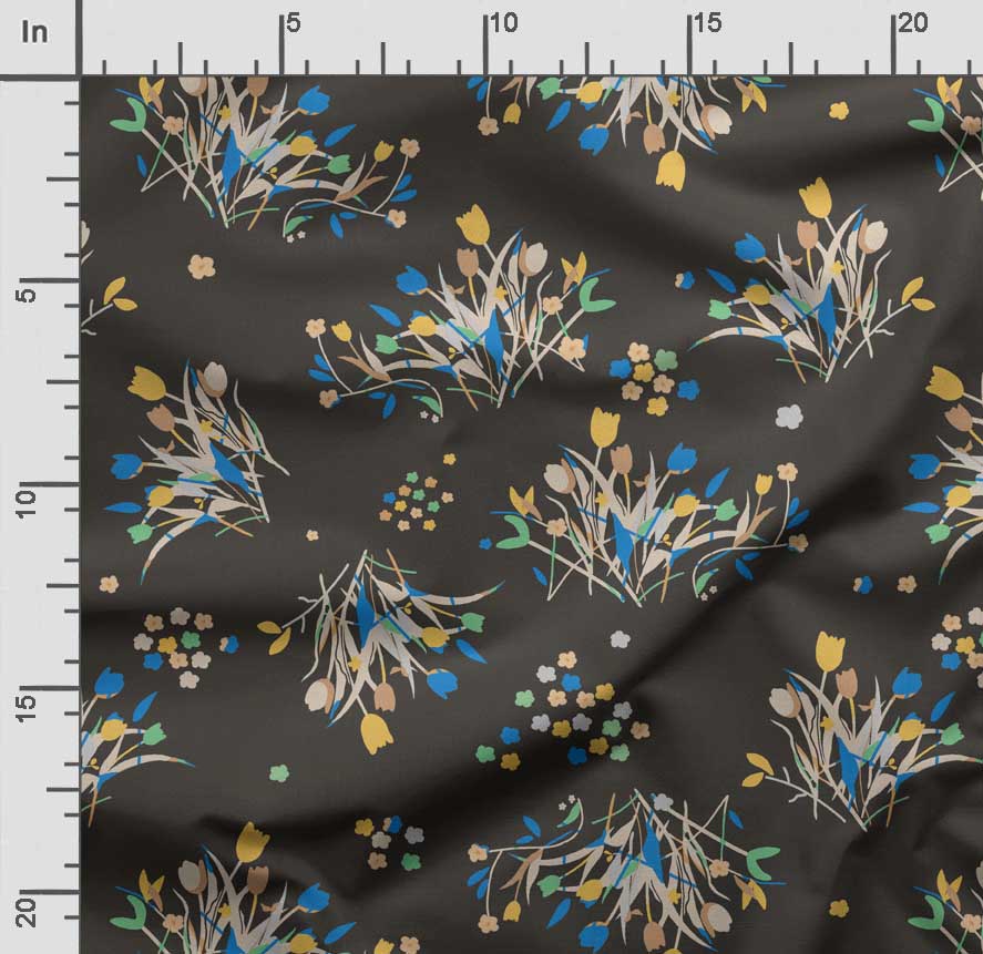 Soimoi Floral Print,  Cotton Cambric, Quilting Fabric Sold by The Yard 42 Inch Wide, Medium Weight Cotton Fabric, Sewing  Supplies,Blue &