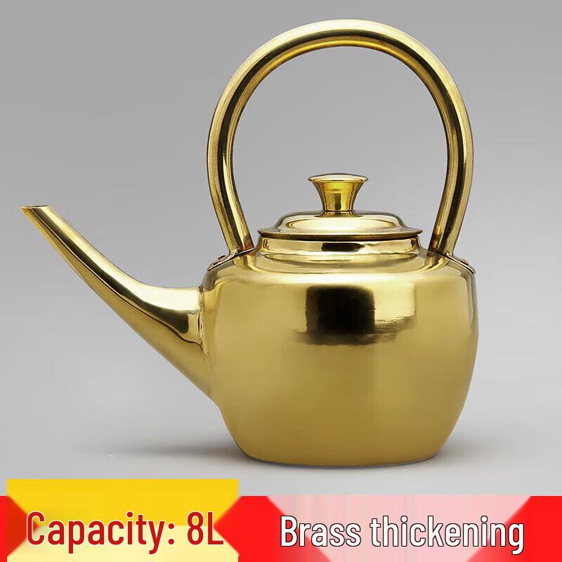 JINGRX Handcrafted 8L Long Spout Brass Kettle