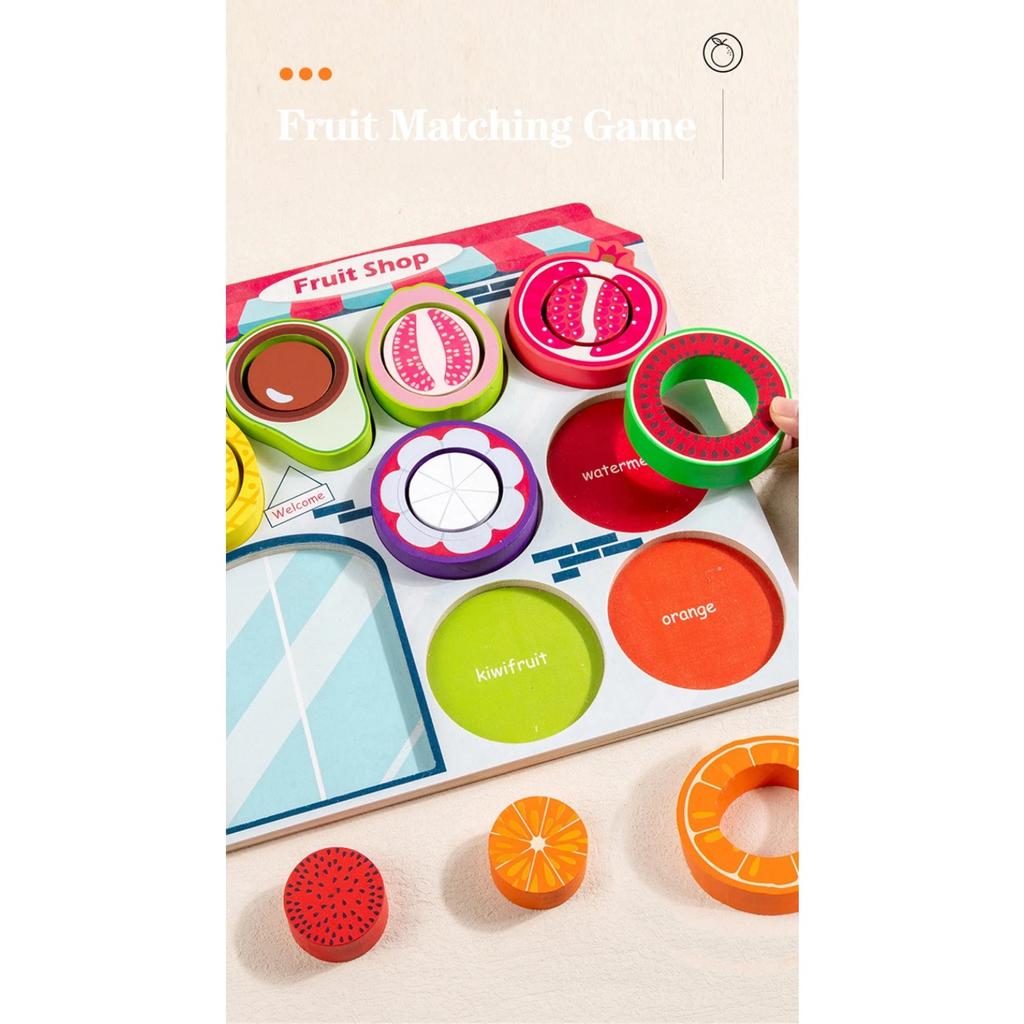 Children Fruit Sensory Sorter Montessori Toys Clip Beads Learning Color Shape Fine Motor Skills Educational Games Wooden Toys
