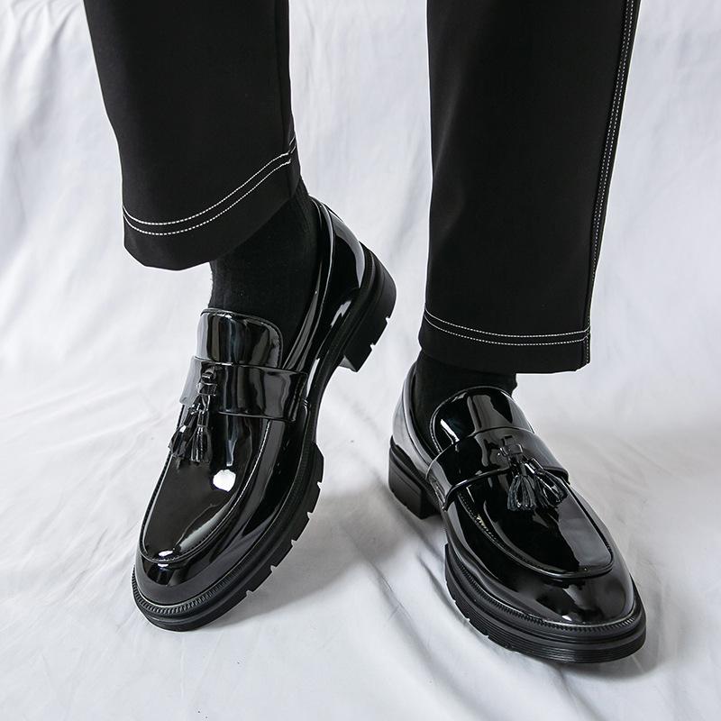 Men's Large-Size Cross-Strap Tassel Leather Loafers: Versatile Formal and Casual Shoes