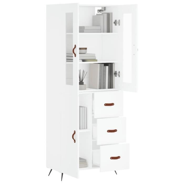 VidaXL Buffet haut Blanc 69,5x34x180 cm Bois d'ingénierie 3198441