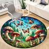 1pc Mushroom Butterfly Office Round Area Rug, Indoor Mat Suitable ForOffice, Under Office Chairs Bedroom Living Room Home Decor, D136