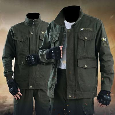 2 Pcs/Set Men Overalls Dirt-proof Wear Resistant Multi-pockets Soft Coat Suit for Welding