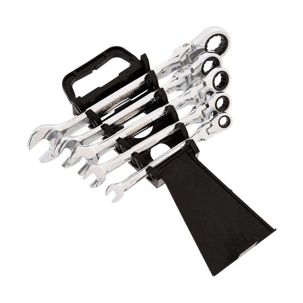 Amazon Basics Flexible Metric Ratchet Wrench 5 Pieces Set,