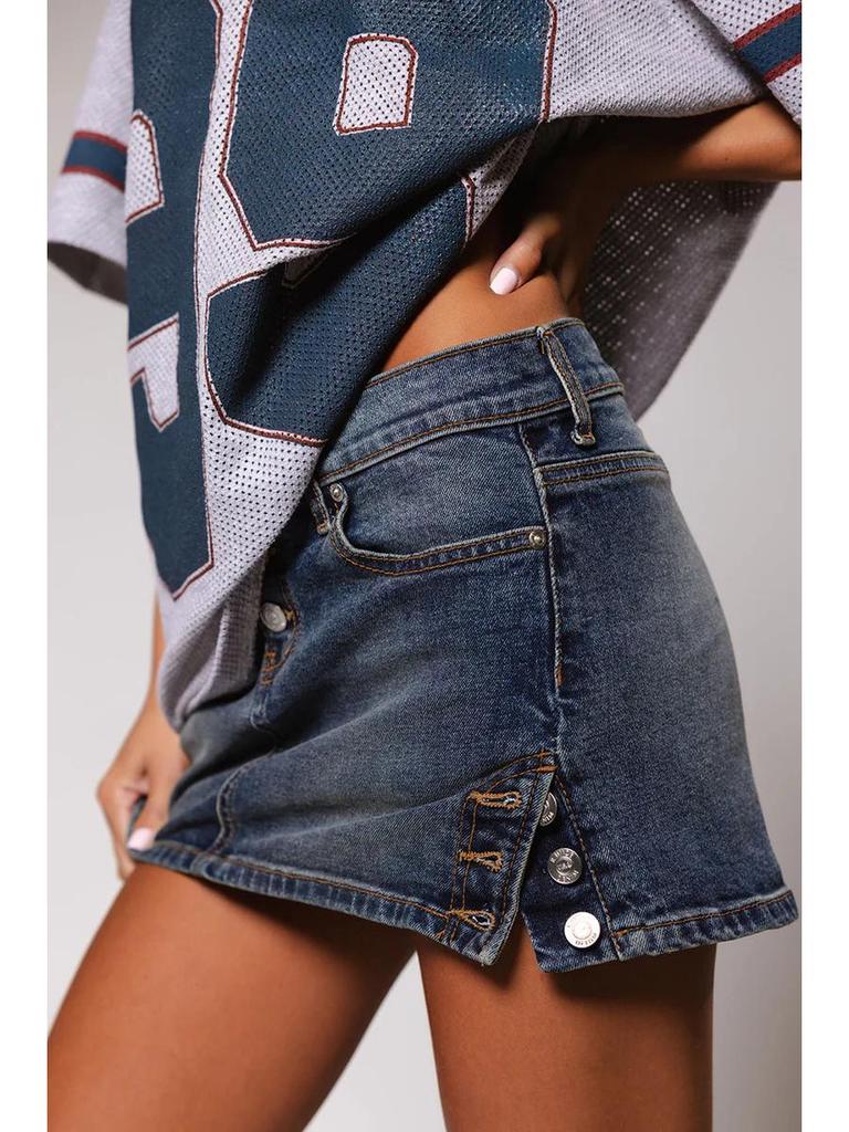 2025 Sexy Retro Denim Mini Skirt: Loose, Slimming, Stylish Women's Fashion