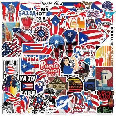 50 Cartoon Puerto Rico Graffiti Aufkleber Dekorativ Gitarre Notizbuch Koffer DIY Wasserdicht