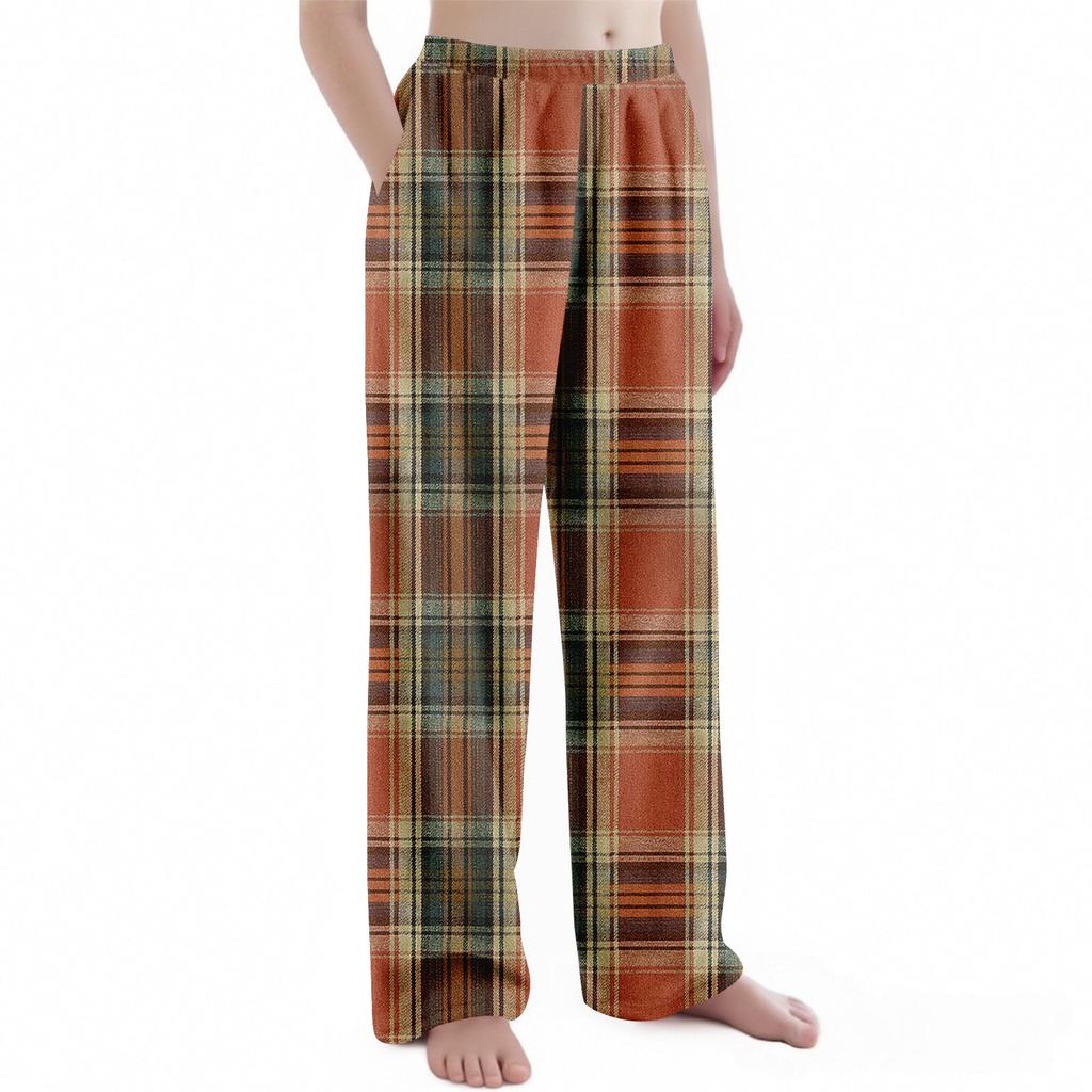 Kinder Weihnachten Karomuster Hose Plüsch Freizeithose