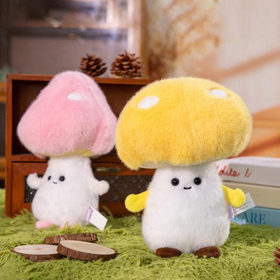Mushroom Plush Toy Cartoon Stuffed Animal Soft Huggable Pillow Adorable Smiling Cushion for Kids & Collectors