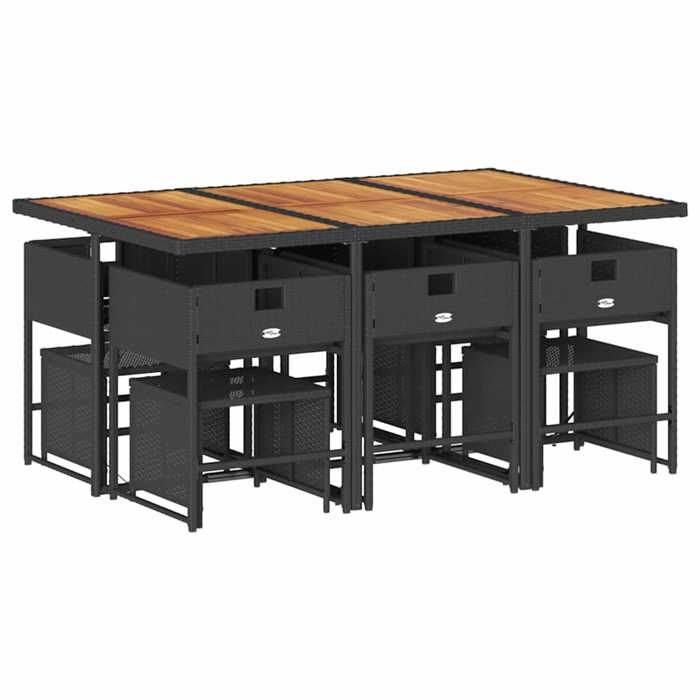 VidaXL Garden Dining Set with Cushions 11 Pcs, Table and Chairs with Foldable Backrest, Outdoor Furniture Patio 3211335