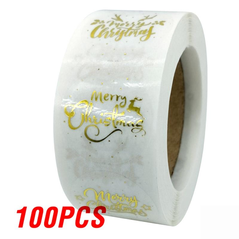 100-500 Pcs Golden Font Merry Christmas Sticker Thank You Sticker Seal Label For Envelope Gift Wrapping Scrapbook 1 Inch