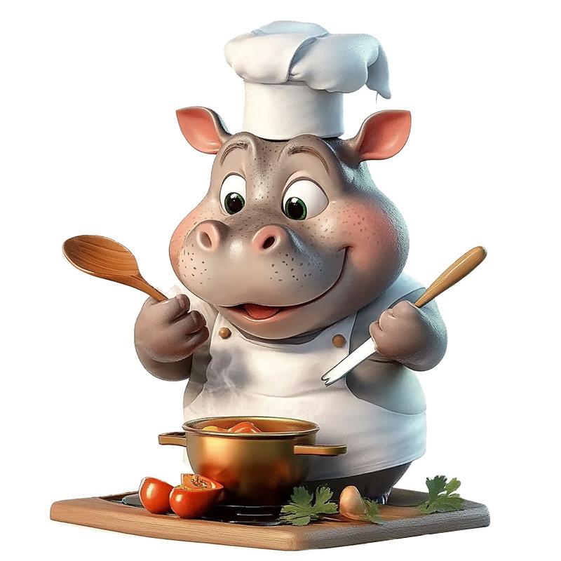 Süße Giraffe & Katze & Glückliches Nilpferd Koch Wandaufkleber - Charmantes Tier Kühlschrankaufkleber für Wohn- & Esszimmerdekor Aufkleber S481