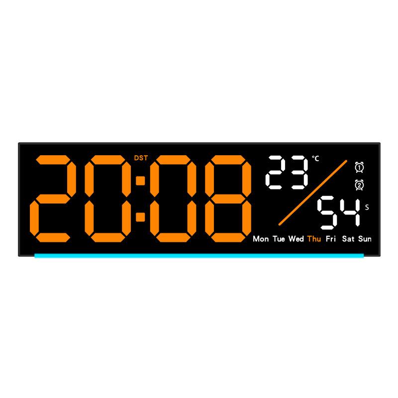 Large Digital Wall Clock with Mood Light TEMP Date Week 2 Alarm Auto Dimming Count-up Countdown Table Clock 12/24H DST LED Clock
