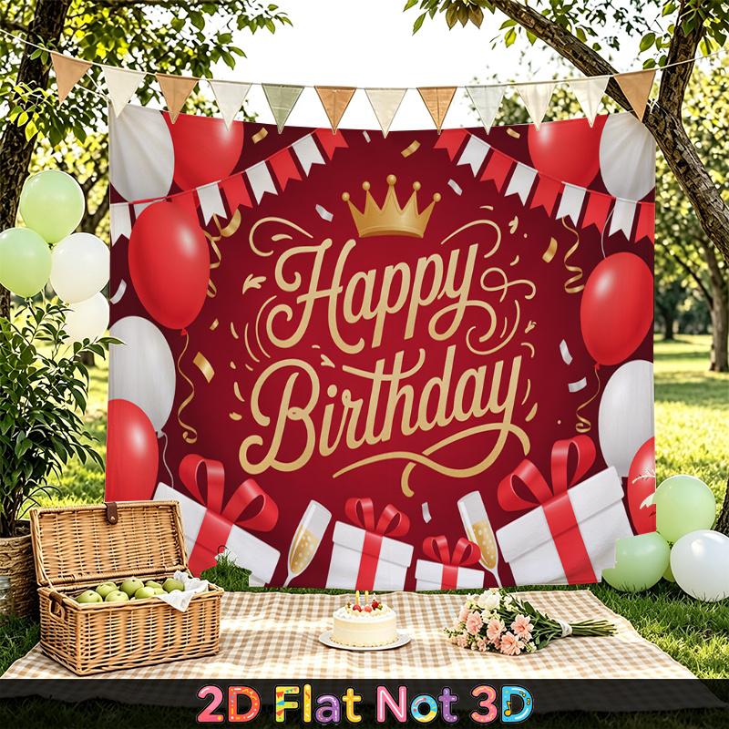 Party Backdrop Happy Birthday Birthday Red Photo Booth Background Front Door Decor