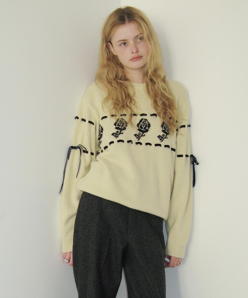 SINOON Sn Rose Velvet Eyelet Knit (Yellow)