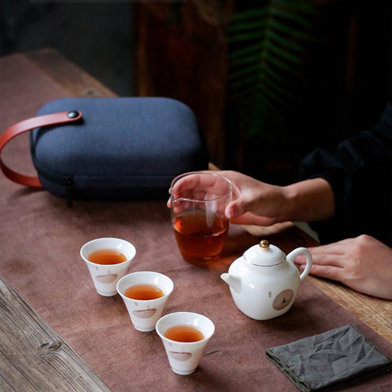 Sushih China White Portable Gongfu Tea Set