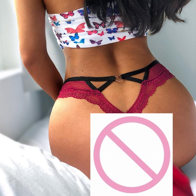 Transparent Lace Lady thong sexy Hollow Out Women's Lingerie Polka Dot Mesh T pants Seamless low-waisted Female G-string Tanga
