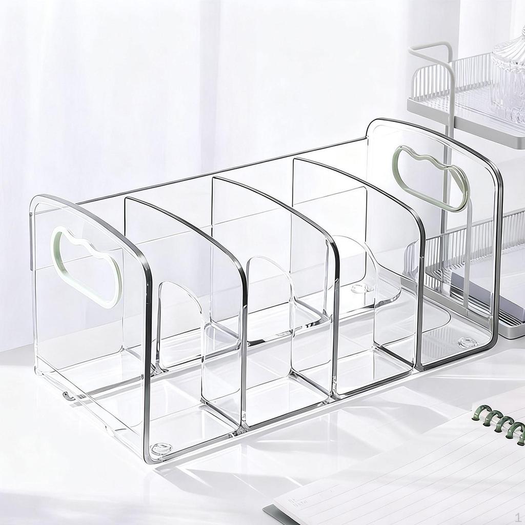 4 Section Desktop File Organizer Bookend Sorter Holder for Desk Study Room