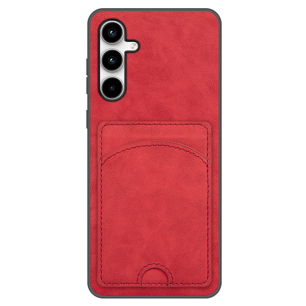 

For Samsung Galaxy A56 5G Case Kickstand Leather Coated TPU Phone Cover with Card Slot Red