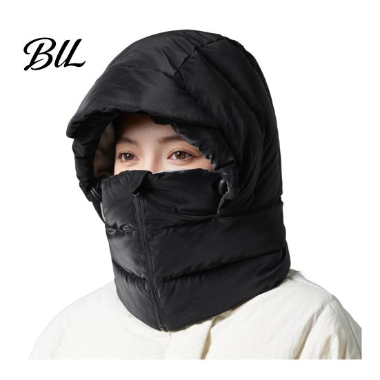 Thickened Scarf Hat Women Winter Balaclava Hat, Wind-Resistant Zipper Face Mask for Cold Silk Floss Thermal Weather, Hooded Scraf Outdoor Ski Cycling