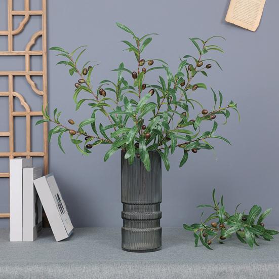 Simulation Plant Realistic Non-fading No-withering No Watering Full of Vitality DIY 4 Forked Artificial Olive Branch with Fruit Party Favors